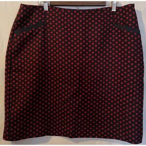 Talbots Wool Blend Navy Blue Red Polka Dot Career Pencil Skirt Women's Size 16